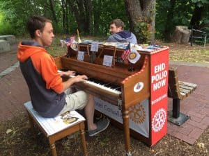 Piano on riverfront